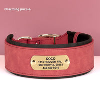 HKM-1706941 Widened Microfiber Leather Dog Collar with Anti-Lock Lettering for Medium and Large Dogs