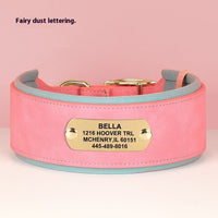 HKM-1706941 Widened Microfiber Leather Dog Collar with Anti-Lock Lettering for Medium and Large Dogs