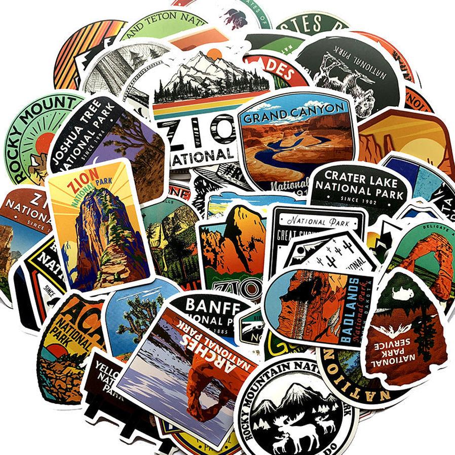 HKM-170707 Matte Cartoon PVC Stickers - Waterproof National Park Series, Small Size, 25g