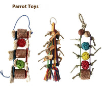 HKM-1707581 Corn Cob and Wood Parrot Bite Toy with Colorful Sequins and Vines
