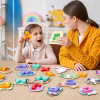HKM-170835 Children's Wooden Animal Letter Puzzle - 26 Pcs Alphabet Matching Blocks for Educational Play