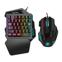 HKM-170899 Compact One-Handed Mini Gaming Keyboard and Mouse Set V100, USB Interface, 35 Keys, Portable Design