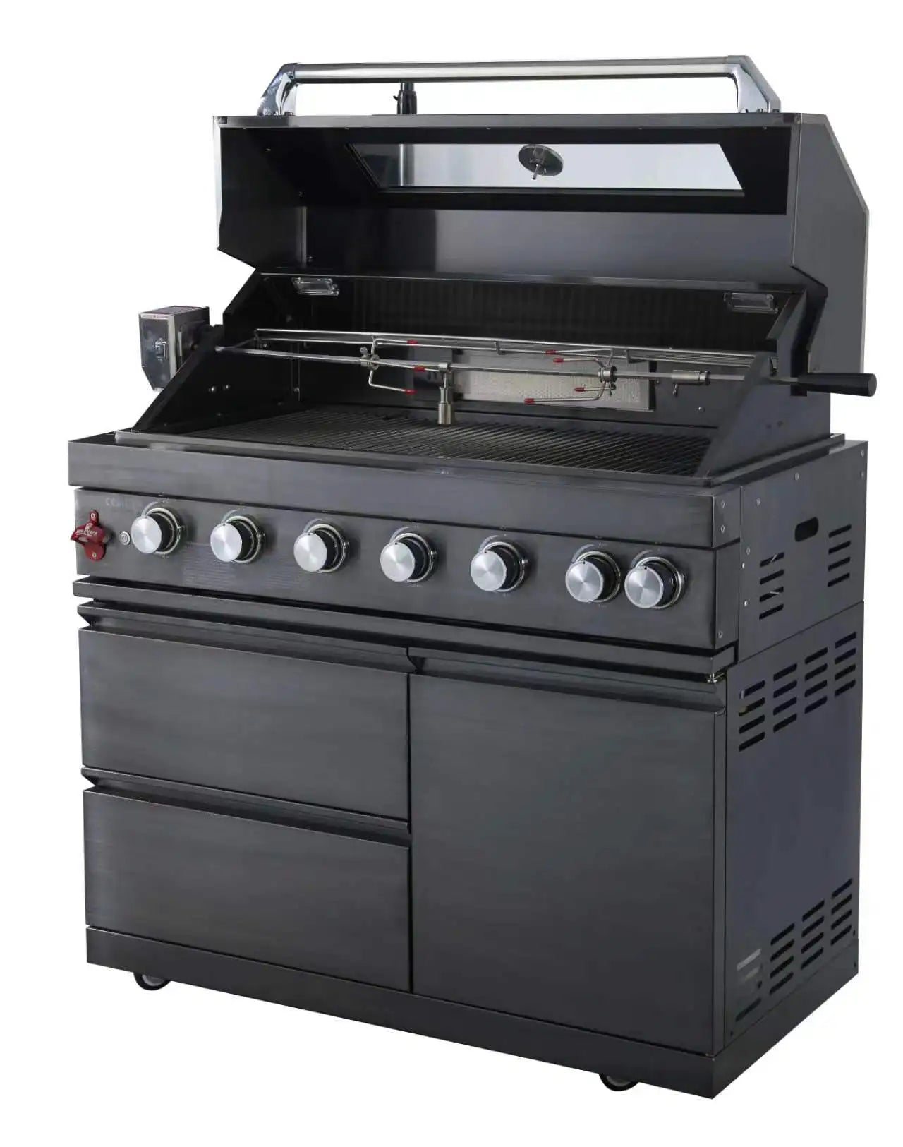 HKM-170899 Premium Black 430 Stainless Steel Outdoor Barbecue Kitchen with Built-in Gas Grill