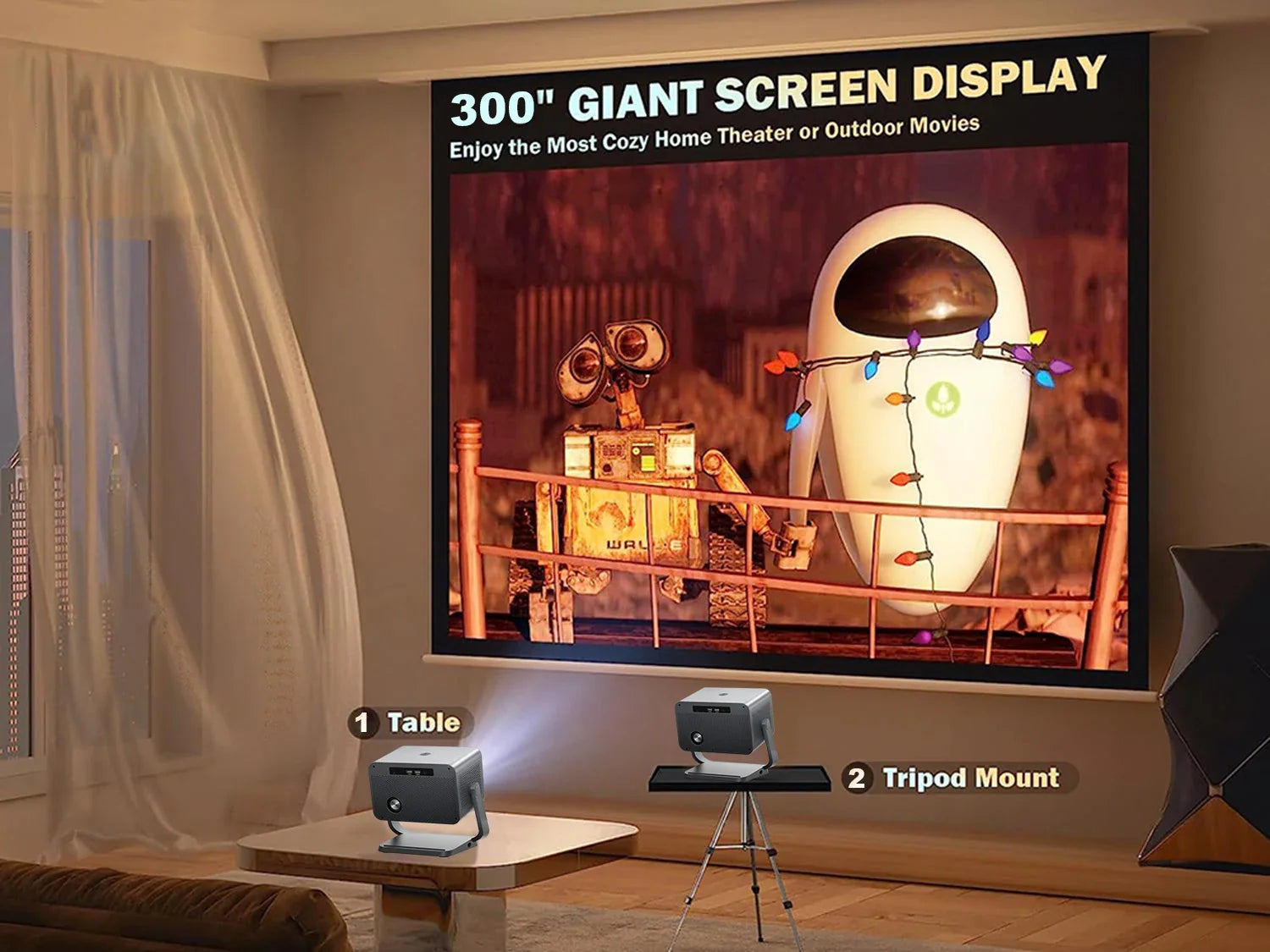 HKM-170899 Sainyer Y12 Full HD Native 720P Projector with 4K Support for Home Cinema