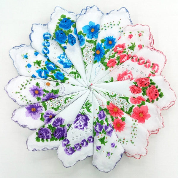 HKM-170963 Cotton Handkerchiefs Set with Tooth Edge Print - 20 Pieces, 28x28 cm