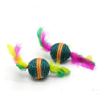 HKM-1709757 Wooden Cat Stick Toy with Hemp Feather Rope and Bell for Playful Kittens