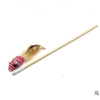 HKM-1709757 Wooden Cat Stick Toy with Hemp Feather Rope and Bell for Playful Kittens