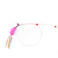 HKM-1709757 Wooden Cat Stick Toy with Hemp Feather Rope and Bell for Playful Kittens