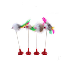 HKM-1709757 Wooden Cat Stick Toy with Hemp Feather Rope and Bell for Playful Kittens