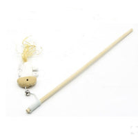 HKM-1709757 Wooden Cat Stick Toy with Hemp Feather Rope and Bell for Playful Kittens