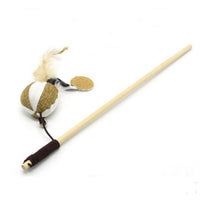 HKM-1709757 Wooden Cat Stick Toy with Hemp Feather Rope and Bell for Playful Kittens