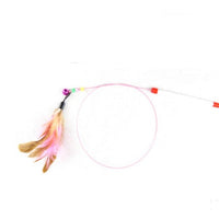 HKM-1709757 Wooden Cat Stick Toy with Hemp Feather Rope and Bell for Playful Kittens