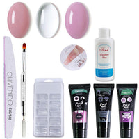 HKM-171027 Nail Crystal Extender Kit with 3 Nail Polishes, Brush, File, Clamp, Rinse, and 100 Nails