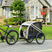 HKM-1710397 2-in-1 Pet Bike Trailer and Stroller for Small Dogs, Weather-Resistant Carrier with Safety Flag and Reflector