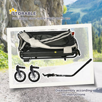 HKM-1710397 2-in-1 Pet Bike Trailer and Stroller for Small Dogs, Weather-Resistant Carrier with Safety Flag and Reflector