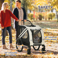 HKM-1710397 2-in-1 Pet Bike Trailer and Stroller for Small Dogs, Weather-Resistant Carrier with Safety Flag and Reflector