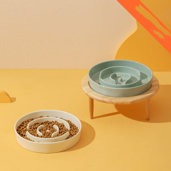 HKM-1710909 Ceramic Slow Feeding Bowl for Dogs with Neck Protection - Available in Multiple Colors