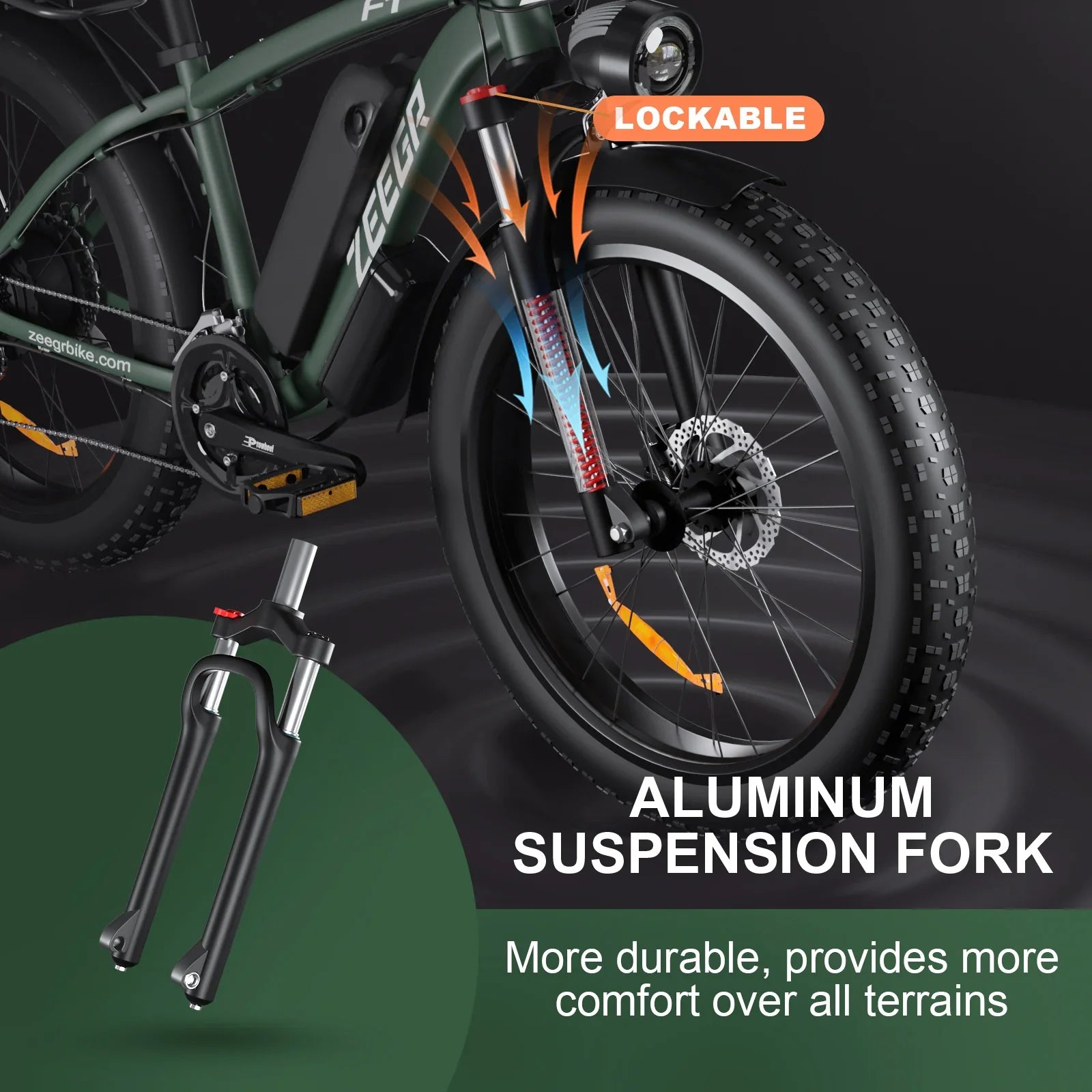 HKM-171091 1000W Fat Tire Electric Bike with 26-Inch Wheels, 7-Speed Gears, and Hydraulic Disc Brakes