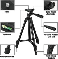 HKM-171091 Portable Aluminum Alloy Tripod with 3D Head for DSLRs and Smartphones, Adjustable Height 0.35-1m