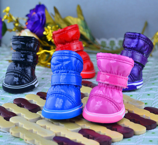 HKM-1711549 Warm PU Mirror Leather Dog Shoes for Winter – Casual, Wear-Resistant Footwear in Various Colors and Sizes