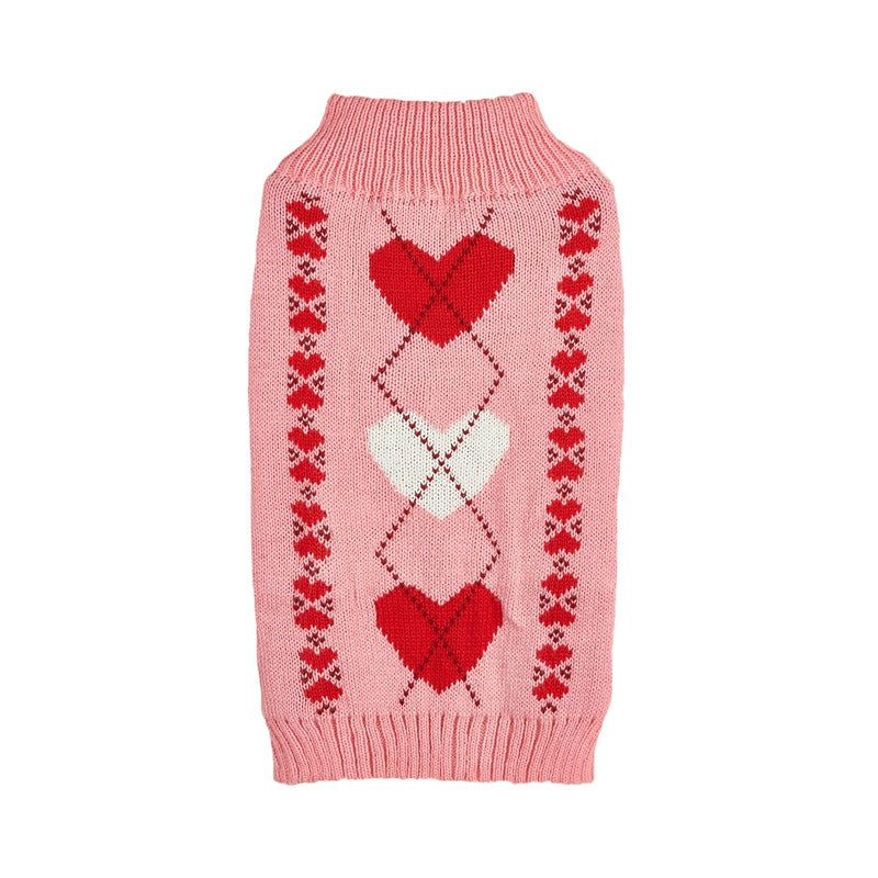 HKM-1712701 Charming Bow and Heart Design Dog Sweater in Red and Pink Colors