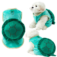 HKM-1713085 Cute Green Turtle Flannel Pet Clothing for Dogs and Cats - Sizes S to XXL