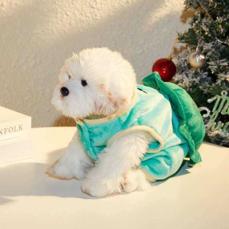 HKM-1713085 Cute Green Turtle Flannel Pet Clothing for Dogs and Cats - Sizes S to XXL
