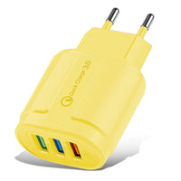 HKM-171411 3-Port Colorful Charging Plug Adapter - American & European Standard, 5V 2A, PVC Material