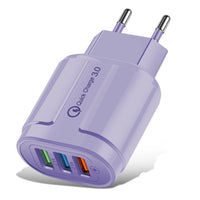 HKM-171411 3-Port Colorful Charging Plug Adapter - American & European Standard, 5V 2A, PVC Material