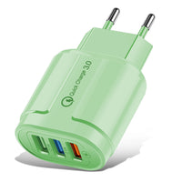 HKM-171411 3-Port Colorful Charging Plug Adapter - American & European Standard, 5V 2A, PVC Material