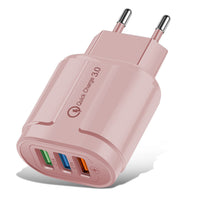 HKM-171411 3-Port Colorful Charging Plug Adapter - American & European Standard, 5V 2A, PVC Material