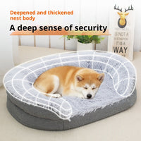 HKM-1714749 Cozy Gray Plush Dog Kennel, Medium and Large Sizes Available