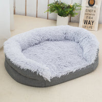 HKM-1714749 Cozy Gray Plush Dog Kennel, Medium and Large Sizes Available