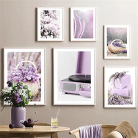 HKM-171539 Lilac Sea Purple Flower Field Canvas Wall Art for Modern Homes