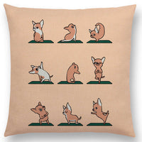 HKM-171667 Dog Print Linen Pillow Case - 45x45cm Cushion Cover