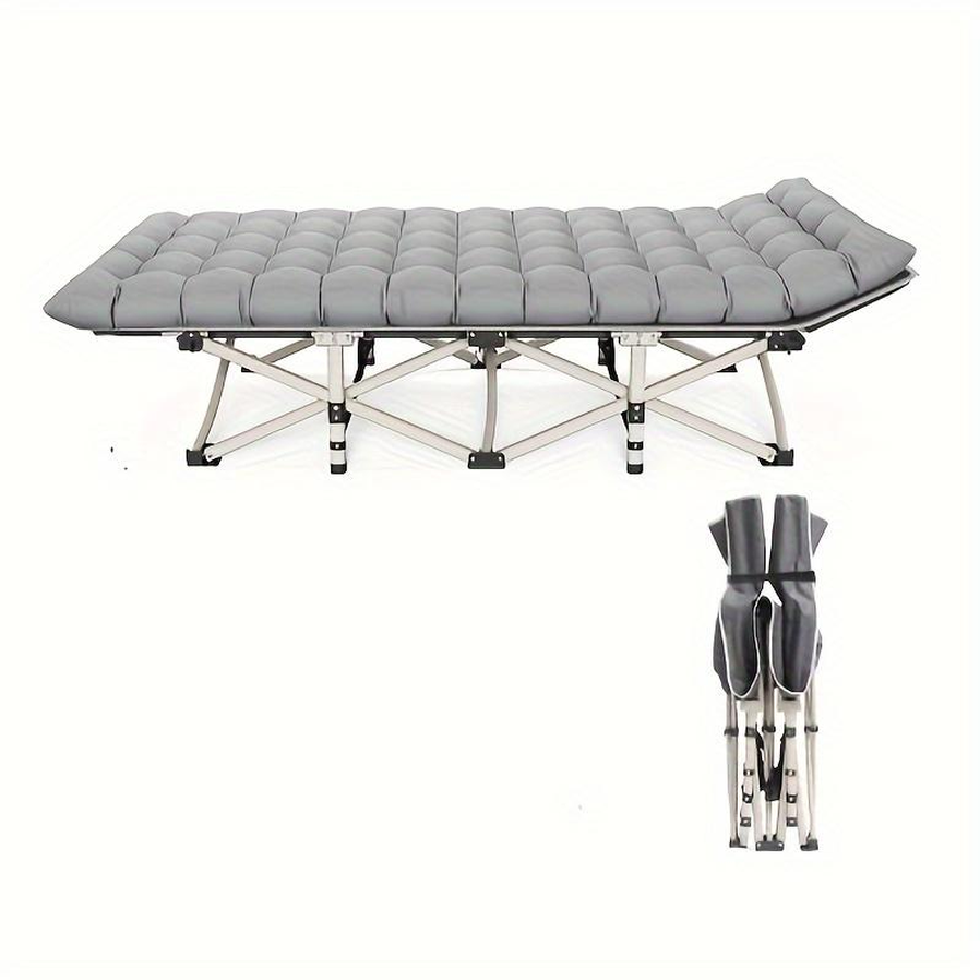 HKM-171731 Durable Grey Folding Camping Bed with Convenient Storage Bag for Travel and Office Use