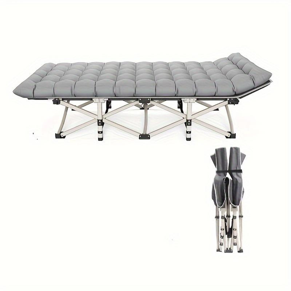 HKM-171731 Durable Grey Folding Camping Bed with Convenient Storage Bag for Travel and Office Use