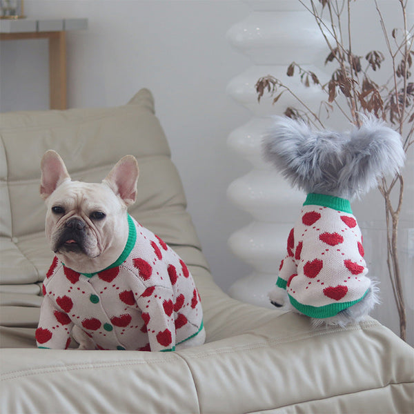 HKM-1718461 Cozy Green Cotton Sweater for Dogs - Autumn and Winter Wear