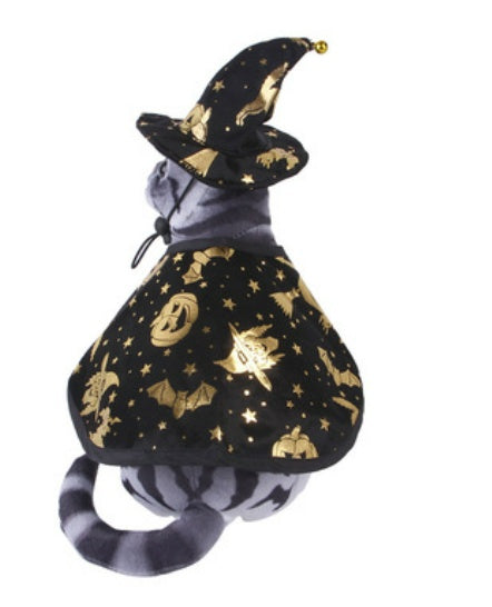 HKM-1718845 Halloween Wizard Cloak and Hat Set for Pets - Dog and Cat Costume Outfit
