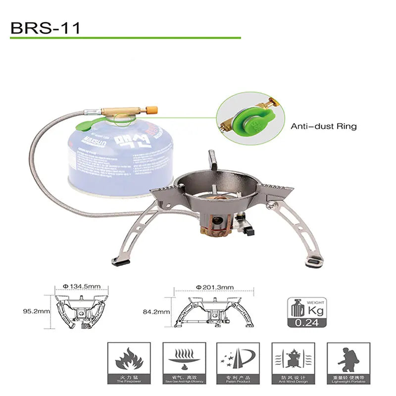 HKM-172051 Portable Windproof Camping Gas Stove BRS-11 Folding Outdoor Gas Burner Cooker