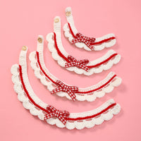 HKM-1722429 Hand-Woven Wool Cat Collar Bib in Red, Blue, Pink - XS to L Sizes Available