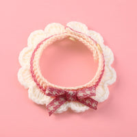 HKM-1722429 Hand-Woven Wool Cat Collar Bib in Red, Blue, Pink - XS to L Sizes Available