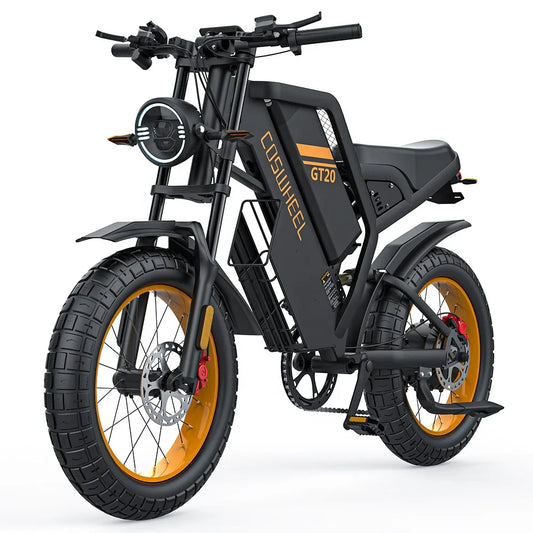 HKM-172243 Electric Mountain Bike with 25Ah Battery, 20-Inch Fat Tires, 7-Speed Gears, and Hydraulic Disc Brakes