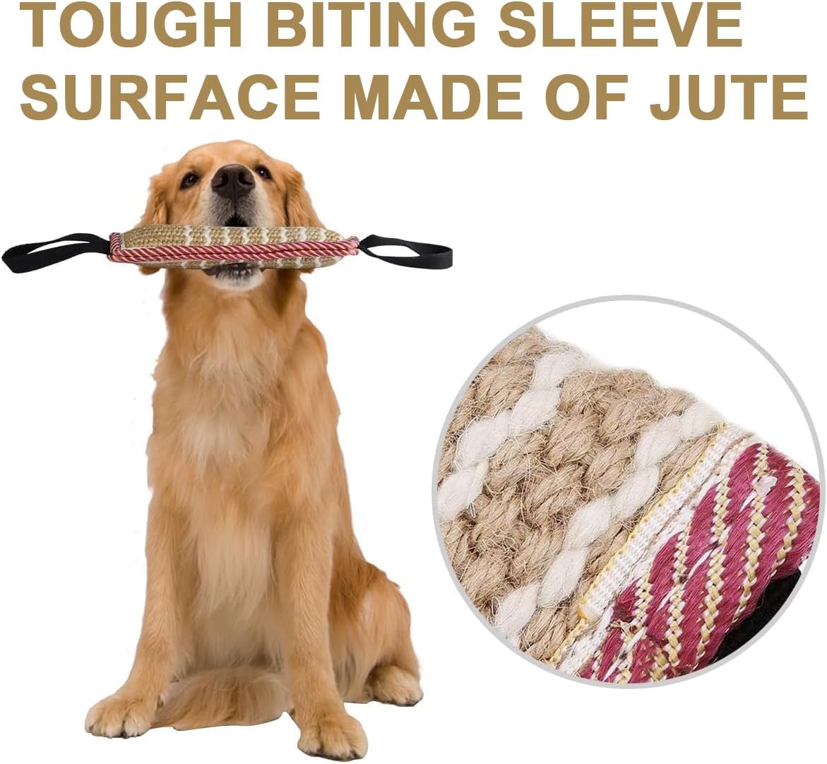 HKM-1723709 Durable Jute Dog Tug Toy with Handles for Interactive Play and Training, Perfect for Small and Medium Dogs