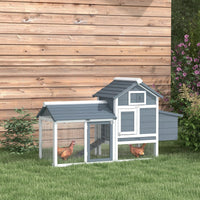 HKM-1724093 Small Wooden Chicken Coop with Nesting Box and Removable Cleaning Tray - Outdoor Poultry Cage in White