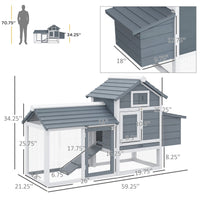 HKM-1724093 Small Wooden Chicken Coop with Nesting Box and Removable Cleaning Tray - Outdoor Poultry Cage in White
