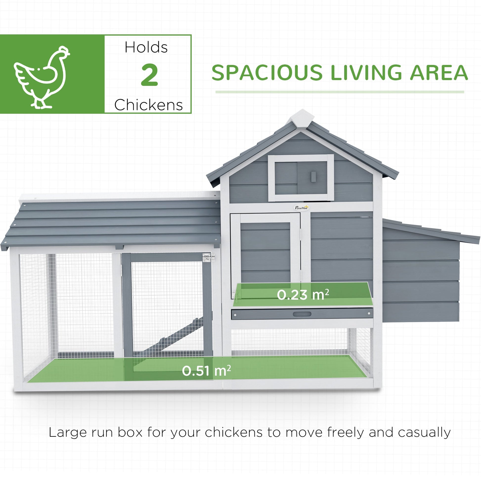 HKM-1724093 Small Wooden Chicken Coop with Nesting Box and Removable Cleaning Tray - Outdoor Poultry Cage in White