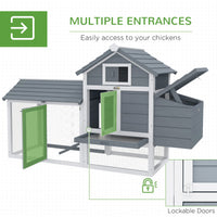 HKM-1724093 Small Wooden Chicken Coop with Nesting Box and Removable Cleaning Tray - Outdoor Poultry Cage in White