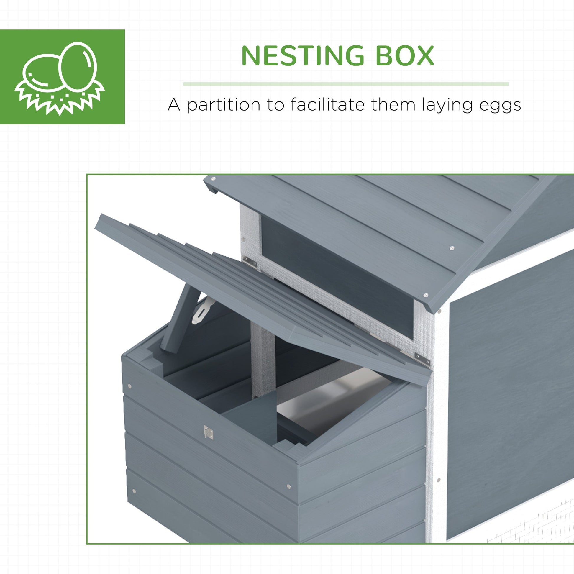 HKM-1724093 Small Wooden Chicken Coop with Nesting Box and Removable Cleaning Tray - Outdoor Poultry Cage in White