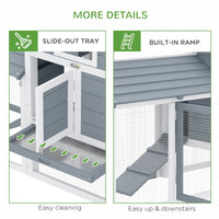 HKM-1724093 Small Wooden Chicken Coop with Nesting Box and Removable Cleaning Tray - Outdoor Poultry Cage in White